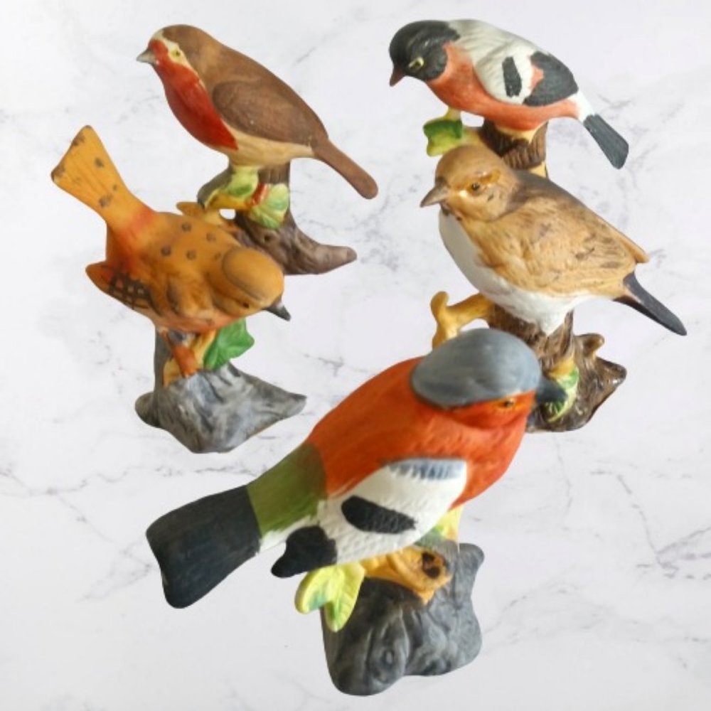 Vintage Bird Figurine Collection (5 Bird Set)